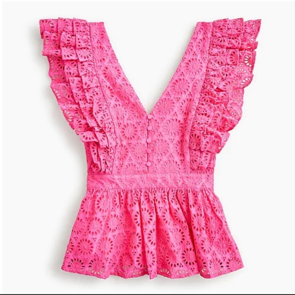 NWOT J Crew collection flutter sleeve top in eyelet